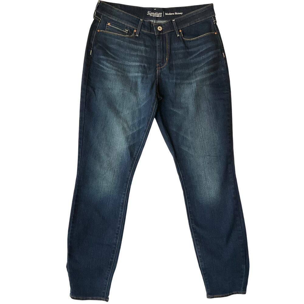 Levi’s Women Waxed Denim Modern Skinny Jeans Size 12M (W31 x L32), Dark Blue